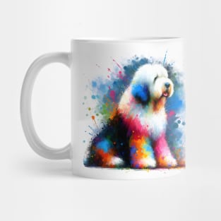 Colorful Abstract Old English Sheepdog Splashed Art Mug